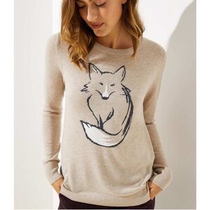 LOFT Beige Fox Motif Sweater